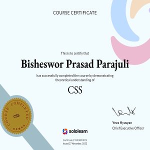 CSS CERTIFICATE