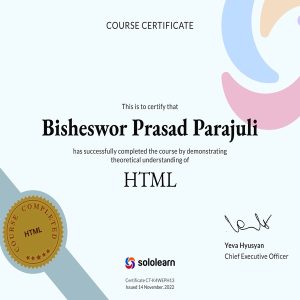 HTML CERTIFICATE