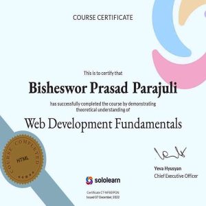 WEB DEVELOPMENT FUNDAMENTAL CERTIFICATE